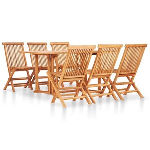 vidaXL Set mobilier de exterior pliabil, 7 piese, lemn masiv de tec imagine