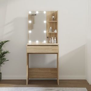 vidaXL Masă de toaletă cu LED, stejar sonoma, 60x40x140 cm imagine