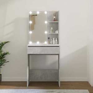vidaXL Masă de toaletă cu LED, gri beton, 60x40x140 cm imagine