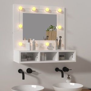 vidaXL Dulap cu oglindă și LED, alb extralucios, 60x31, 5x62 cm imagine