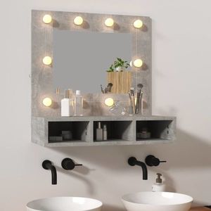vidaXL Dulap cu oglindă și LED, gri beton, 60x31, 5x62 cm imagine