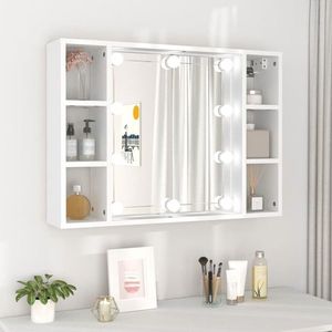 vidaXL Dulap cu oglindă și LED, alb, 76x15x55 cm imagine
