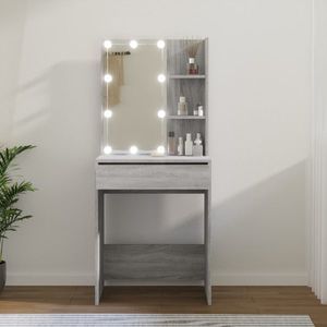 vidaXL Masă de toaletă cu LED, gri sonoma, 60x40x140 cm imagine