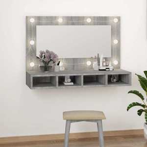 vidaXL Dulap cu oglindă și LED, gri sonoma, 90x31, 5x62 cm imagine