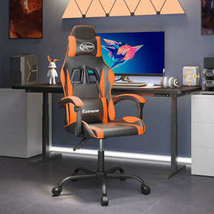 vidaXL Scaun de gaming pivotant, negru și portocaliu, piele ecologică imagine