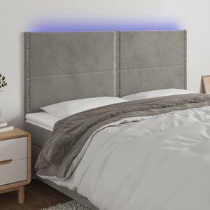 vidaXL Tăblie de pat cu LED, gri deschis, 200x5x118/128 cm, catifea imagine