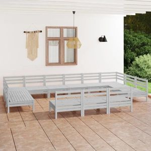 vidaXL Set mobilier de grădină, 13 piese, alb, lemn masiv de pin imagine