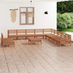 vidaXL Set mobilier de grădină, 12 piese, maro miere, lemn masiv pin imagine