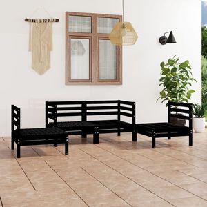 vidaXL Set mobilier de grădină, 4 piese, negru, lemn masiv de pin imagine
