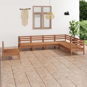 vidaXL Set mobilier de grădină, 7 piese, maro miere, lemn masiv de pin imagine