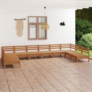 vidaXL Set relaxare de grădină, 10 piese, maro miere, lemn masiv pin imagine