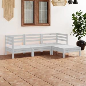 vidaXL Set mobilier de grădină, 4 piese, alb, lemn masiv de pin imagine