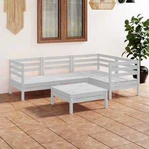 vidaXL Set mobilier de grădină, 5 piese, alb, lemn masiv de pin imagine