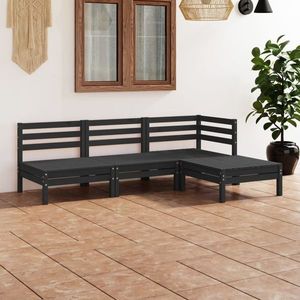 vidaXL Set mobilier de grădină, 4 piese, negru, lemn masiv de pin imagine