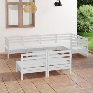 vidaXL Set mobilier de grădină, 8 piese, alb, lemn masiv de pin imagine