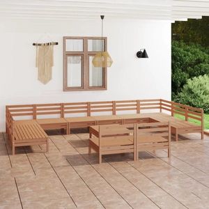 vidaXL Set mobilier de grădină, 13 piese, maro miere, lemn masiv pin imagine