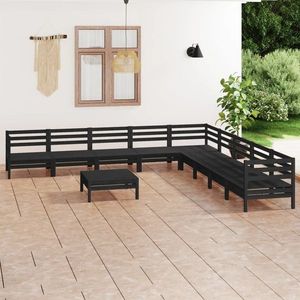 vidaXL Set mobilier de grădină, 10 piese, negru, lemn masiv de pin imagine