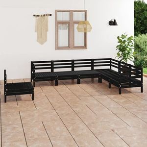 vidaXL Set mobilier de grădină, 7 piese, negru, lemn masiv de pin imagine