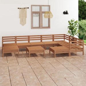 vidaXL Set mobilier de grădină, 10 piese, maro miere, lemn masiv pin imagine