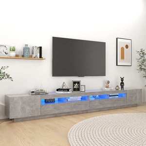 vidaXL Comodă TV cu lumini LED, gri beton, 300x35x40 cm imagine