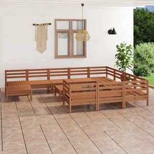 vidaXL Set mobilier grădină, 12 piese, maro miere, lemn masiv de pin imagine