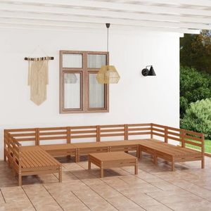 vidaXL Set relaxare de grădină, 10 piese, maro miere, lemn masiv pin imagine