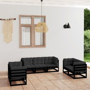 vidaXL Set mobilier grădină cu perne, 7 piese, lemn masiv pin imagine