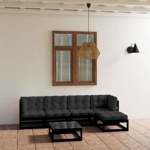 vidaXL Set mobilier grădină cu perne, 6 piese, lemn masiv pin imagine