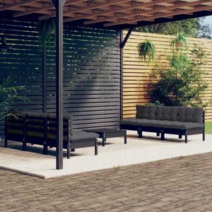 vidaXL Set mobilier grădină cu perne antracit, 7 piese, lemn masiv pin imagine