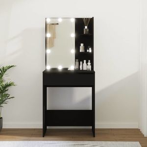 vidaXL Masă de toaletă cu LED, negru, 60x40x140 cm imagine