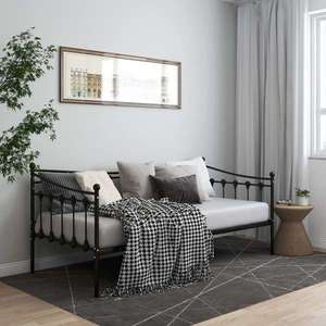 vidaXL Cadru de pat canapea, negru, 90x200 cm, metal imagine