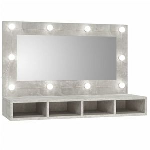 vidaXL Dulap cu oglindă și LED, gri beton, 90x31, 5x62 cm imagine