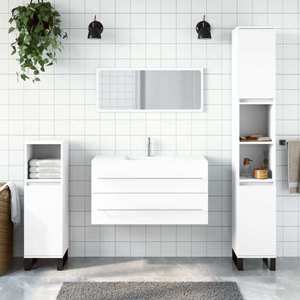 vidaXL Dulap de baie cu oglindă, alb, lemn prelucrat imagine