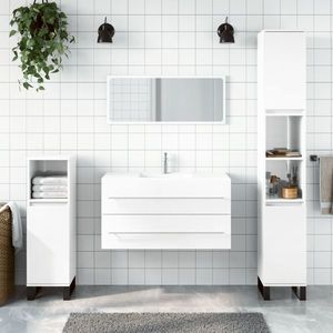 vidaXL Dulap de baie cu oglindă, alb extralucios, lemn prelucrat imagine