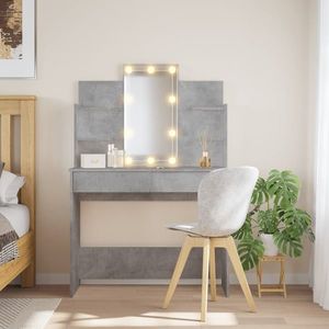 vidaXL Masă de toaletă cu LED-uri, gri beton, 96x40x142 cm imagine