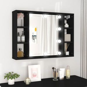 vidaXL Dulap cu oglindă și LED, negru, 76x15x55 cm imagine