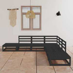 vidaXL Set mobilier de grădină, 7 piese, negru, lemn masiv de pin imagine