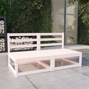 vidaXL Set mobilier de grădină cu 2 locuri, alb, lemn masiv de pin imagine