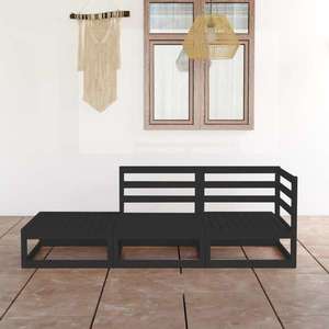 vidaXL Set mobilier de grădină, 3 piese, negru, lemn masiv de pin imagine