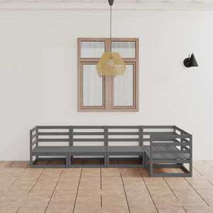 vidaXL Set mobilier de grădină, 5 piese, gri, lemn masiv de pin imagine