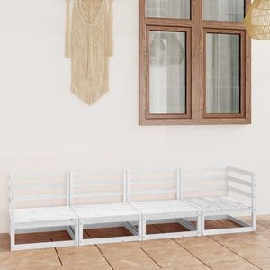 vidaXL Set mobilier de grădină cu 4 locuri, alb, lemn masiv de pin imagine