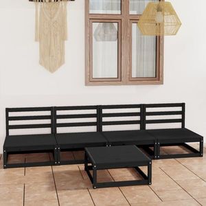 vidaXL Set mobilier de grădină, 5 piese, negru, lemn masiv de pin imagine