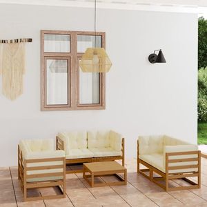 vidaXL Set mobilier de grădină cu perne, 7 piese, lemn masiv de pin imagine