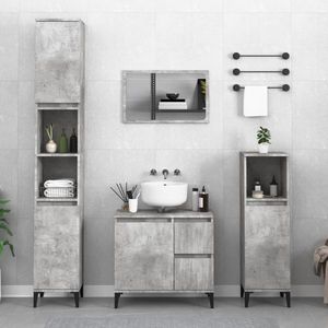 vidaXL Set dulapuri de baie, 3 piese, gri beton, lemn prelucrat imagine