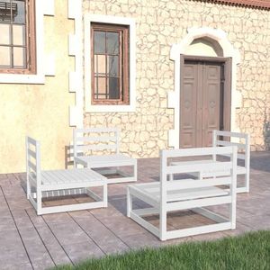 vidaXL Set mobilier de grădină, 4 piese, alb, lemn masiv de pin imagine