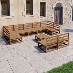 vidaXL Set mobilier de grădină, 10 piese, lemn masiv pin imagine