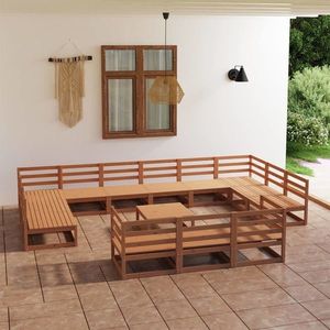 vidaXL Set mobilier de grădină, 14 piese, lemn masiv de pin imagine