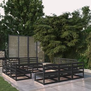 vidaXL Set mobilier de grădină, 13 piese, negru, lemn masiv de pin imagine