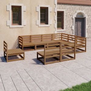 vidaXL Set mobilier de grădină, 9 piese, maro miere, lemn masiv de pin imagine