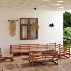vidaXL Set mobilier de grădină, 11 piese, maro miere, lemn masiv pin imagine